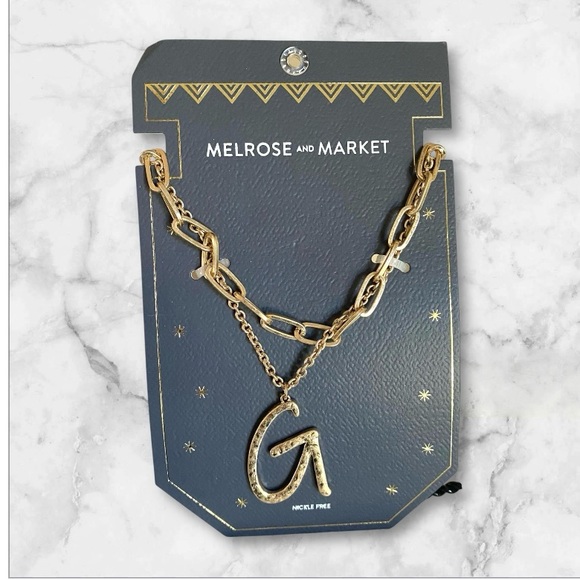 Nordstrom Gold Initial G Pendant double chain Necklace NEW Melrose & Market - Picture 1 of 7